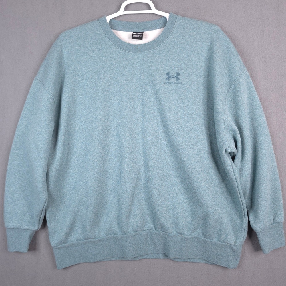 Under Armour Mens 2XL Rival Fleece Crewneck Sweatshirt Blue Heather Long Sleeve